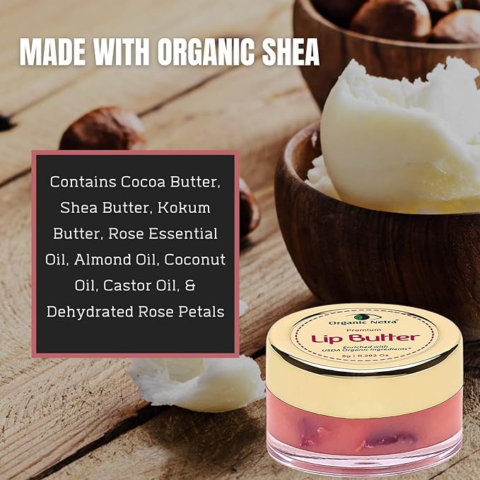 Organic Netra Premium Lip Butter | Moistures Lips | Lips Mask for All Occasions | Perfect for Everyone | Enriched with Organic and Natural Ingredients, 0.2 Oz