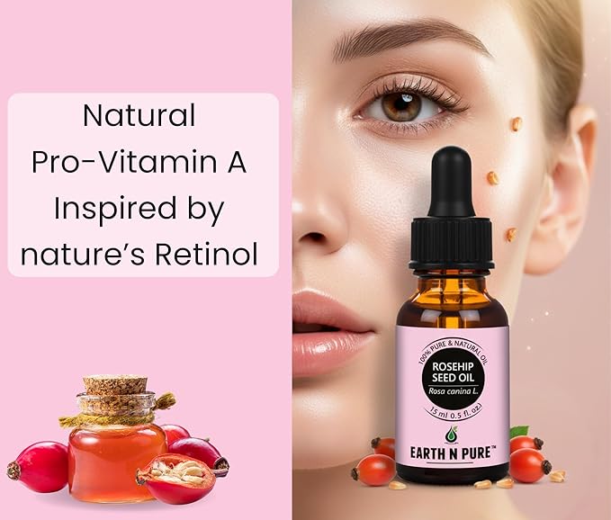 Earth N Pure Rosehip Oil Cold Pressed, Natural and Therapeutic Grade for Face with Glass Dropper - 100 ml