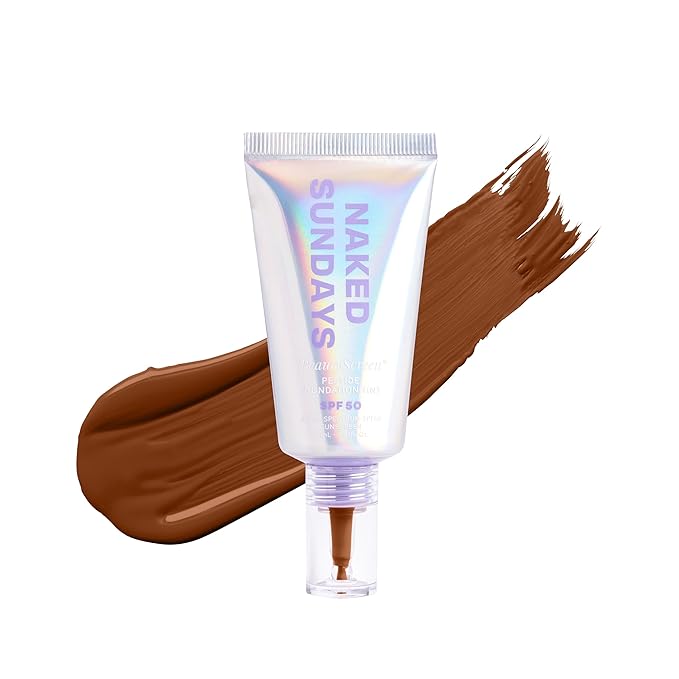 Naked Sundays BeautyScreen Peptide Foundation Tint - SPF 50 Tinted Sunscreen & Skincare Makeup with Zinc Oxide, Niacinamide - Lightweight Natural Coverage, 9 Rich Mahogany, 1.01 oz