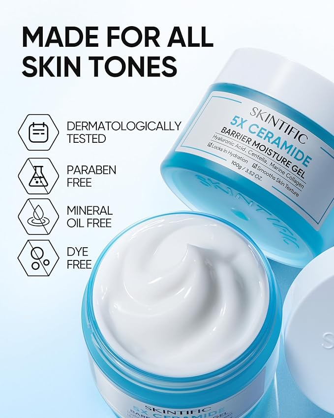 Face Moisturizer with 5X Ceramides, Hydrating Moisture Barrier Repair Cream for Sensitive/Oil Skin Types, Hyaluronic Acid & Centella, Daily Facial Moisturizer, Non-Comedogenic 50g/1.76 OZ