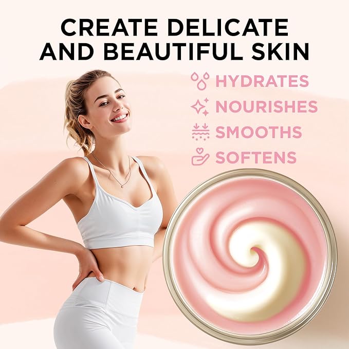 Peach Whipped Body Butter for Peach Scent Whipped Body Butter for Women, Shea Body Moisturizer for Dry Skin, Gentle Hydration with Long Lasting Moisture-3.4 floz+6.8 floz