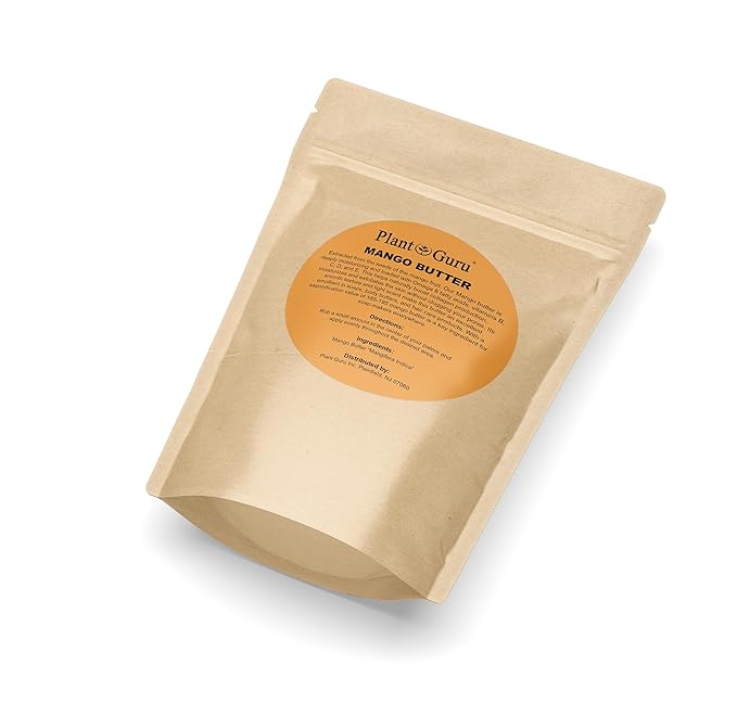 Plant Guru Raw Mango Butter 2 lbs. Bar - 100% Pure Natural Unrefined - Great for Skin, and Hair Growth. DIY Soap Making, Body Butters, Lotions and Creams.