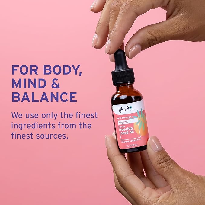 LIFE-FLO Pure Organic Rosehip Seed Oil, Hydrating Face Oil, Dry Skin Care, Cold Pressed from Organic Rose Hips, Rich in Fatty Acids and Vitamin A (Retinol), Hypoallergenic, 60-Day Guarantee, 1oz