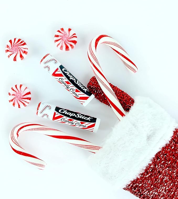 ChapStick Lip Balm, Candy Cane, 6-Count – Fresh & Minty Lip Moisturizer, Stocking Stuffer, 0.15 Oz Ea