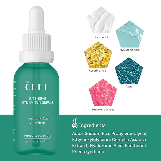 The Ceel Hyaluronic Acid Serum For Face | Hydrating Serum with Hyaluronic Acid and Vitamin B5| Moisture, Plumps and Smooths for Youthful Glow |Non Greasy, Paraben Free Formula| 1.00 fl.oz (30 ml)