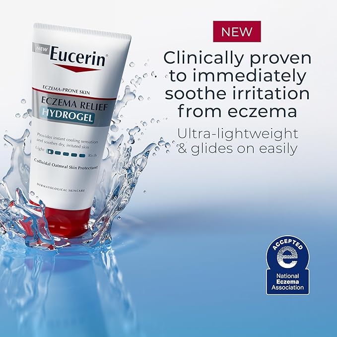 Eucerin Eczema Relief Hydrogel for Dry,Itchy,Eczema-Prone Skin,Fragrance Free and Steroid Free Body Moisturizer for Dry Skin,5 Fl Oz Tube,(Pack of 2)