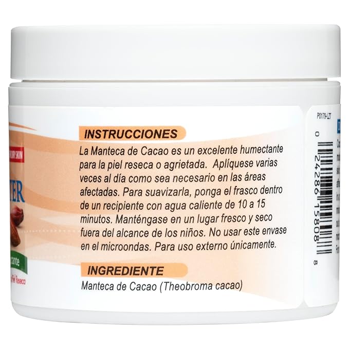 De La Cruz Cocoa Butter - 100% Pure and Natural Cocoa Butter For Dry, Rough Skin - All Natural Hydrating Moisturizer, (Jar - 1 Count, 4 Ounce)