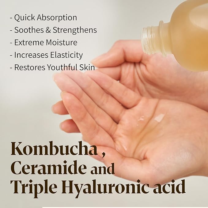 Herbloom Organic Kombucha Biome Toner - Hydrating Facial Toner with Triple Hyaluronic Acid, Skin Toner, Toner for Oily Skin, Face Toner, Vegan Korean Skincare, 5.07fl.oz.
