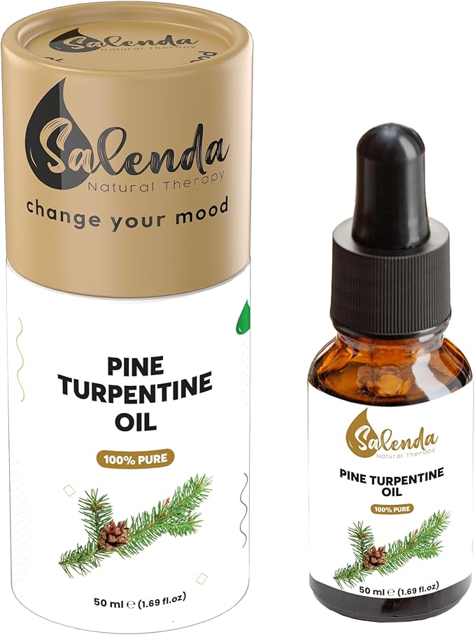 Pine Turpentine Oil by Salenda, Turpentine Oil for Diffuser, Skin & Hair Care, Trementina de Pino, Aromatherapy, 100% Pure & Natural, 1.69 fl oz (50 ml)