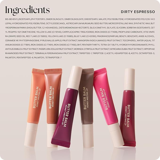 Nature Republic Honey Melting Lip Butter Balm – Hydrating Tinted Balm with Peptides, for Sheer & Glossy, Smooth & Soft Lips (Dirty Espresso)