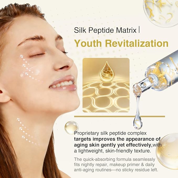 Silk Peptide Intensive Lifting Serum with Copper Peptides, Deep Collagen Ampoule, Korean Skin Care Anti Aging Serum for Face Tightening, Smoothing, Hydrating, 1.69 fl oz