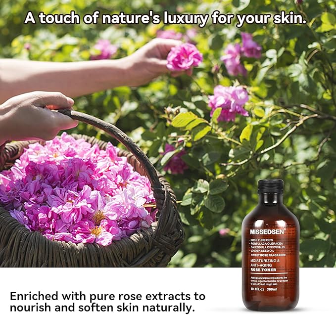 Rose Water Face Toner, Moisturizing & Anti-Aging for All Skin Types (10.1Fl oz)
