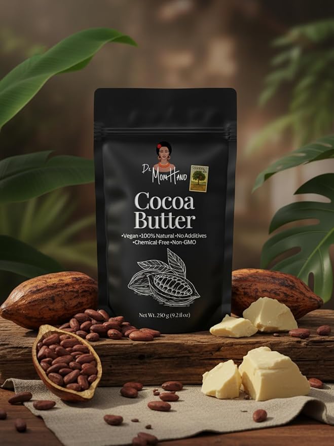 Organic Raw Cocoa Butter | 100% Pure,Natural & Unrefined, 3,53 oz, for Skin and Hair Care
