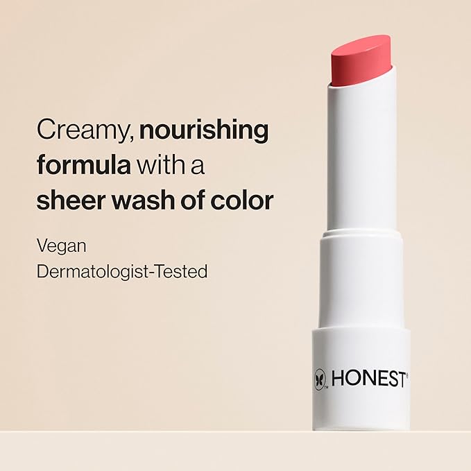 Honest Beauty Moisturizing Vegan Tinted Lip Balm, Antioxidant-rich, Acai Extracts, Avocado Oil, Paraben-Free, Cruelty Summer, Melon