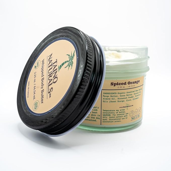 Whipped Body Butter – Spiced Orange – Citrus, Shea & Mango Butter – 100% Natural Moisturizer for Dry Skin – 2.25 oz – Glass Jar