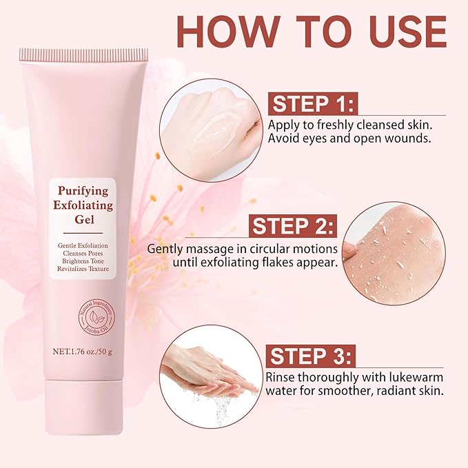 Purifying Exfoliating Gel, Facial Exfoliator Cleanser, Face Scrub, Natural Exfoliating Gel Purifying Cream, Gentle for Face Body, Deep Cleansing for All Skin