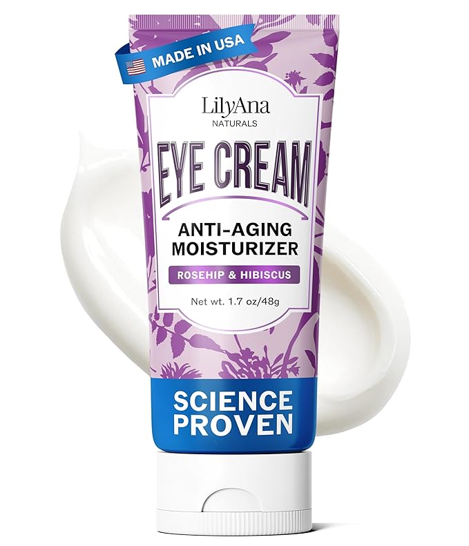 LilyAna Naturals Eye Cream for Dark Circles and Puffiness, Under Eye Cream for Wrinkles and Bags, Anti Aging - helps Improve Dryness; for Sensitive Skin - 1.7 oz - Made in USA