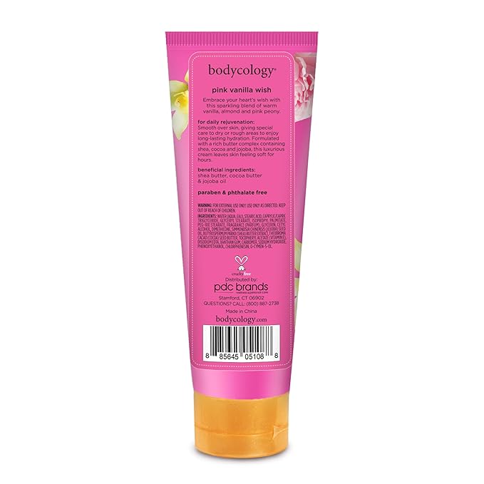 Bodycology Shea Butter Body Cream, Pink Vanilla Wish, 8 oz (Pack of 2)