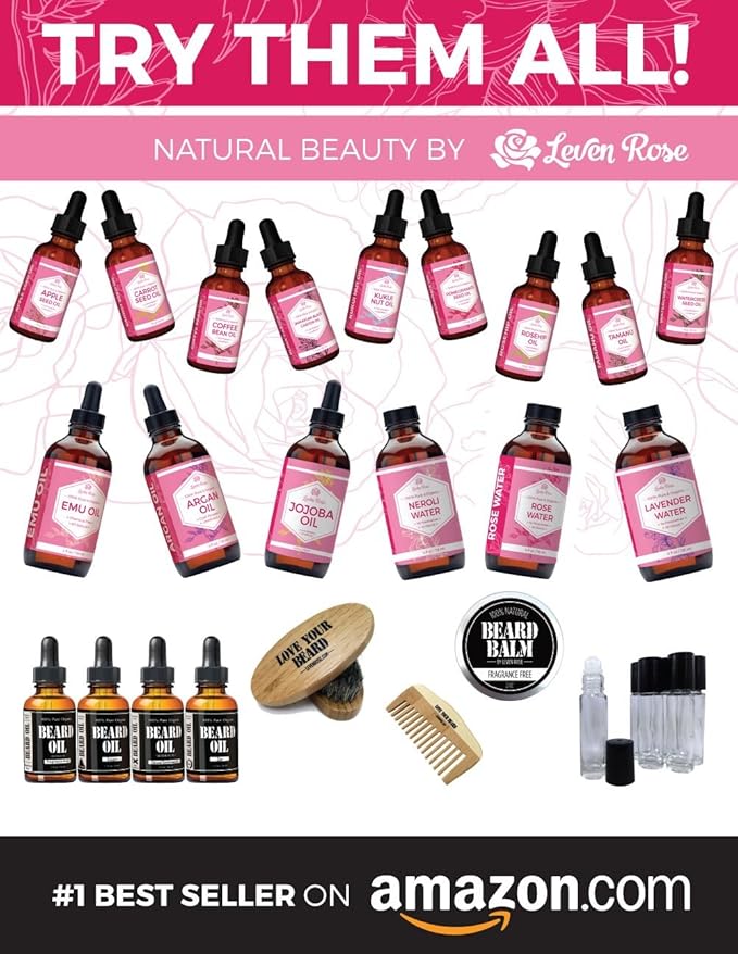 Leven Rose Sea Buckthorn Seed Oil, 100% Pure Unrefined Cold Pressed for Hair Skin and Nails (2 oz)