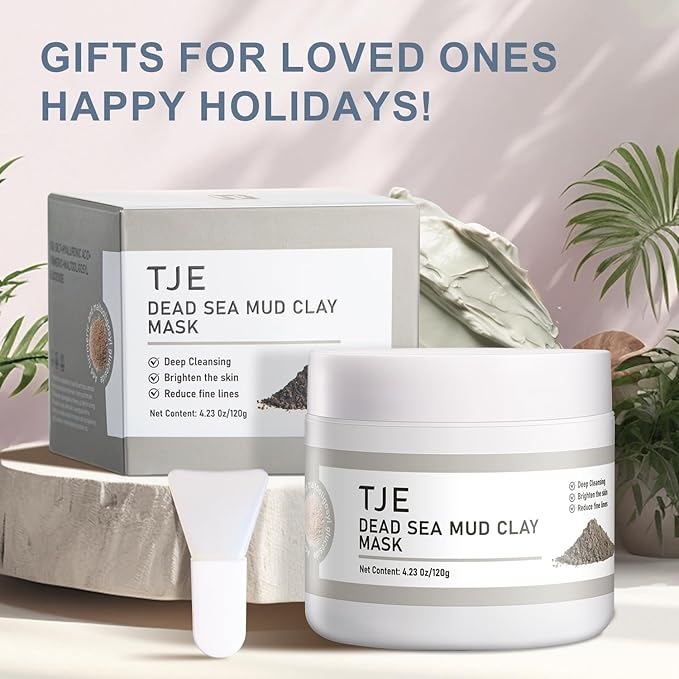 TJE Dead Sea Mud Mask, Deep Cleansing Facial Clay Mask for Acne, Blackheads, Minimize Pores, Moisturizing, Purifying Clay Masks for Dull & Tired Skin