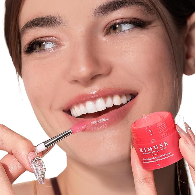 KIMUSE Lip Mask Set, Lip Sleeping Mask, Overnight Lip Treatment for Dry Lip, Flaky, Moisturizing, Vitamin C, Shea Butter & Antioxidants