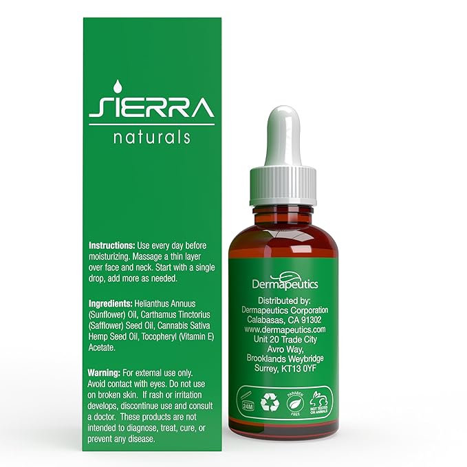 Sierra Naturals Hemp Seed Oil, Benefits for Skin Hemp Seed, Great for Beauty Anti-Oxidant Anti-Aging Moisturizing Hydrating with Vitamin E (1oz) - Hemp Oil