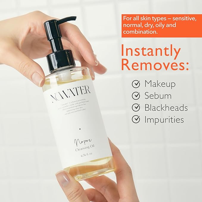 NOWATER No Pore Cleansing Oil | Makeup Cleansing Oil | Pore Cleansing, Blackheads Removal | Olive Oil, Tea Tree, Squalane | Korean Skin Care for face (6.76 fl.oz)