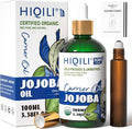 HIQILI 100ML Jojoba Oil Organic for Hair Growth,100% Pure Cold Pressed Unrefined, Included Roller Bottle for Massage - 3.38 Fl Oz