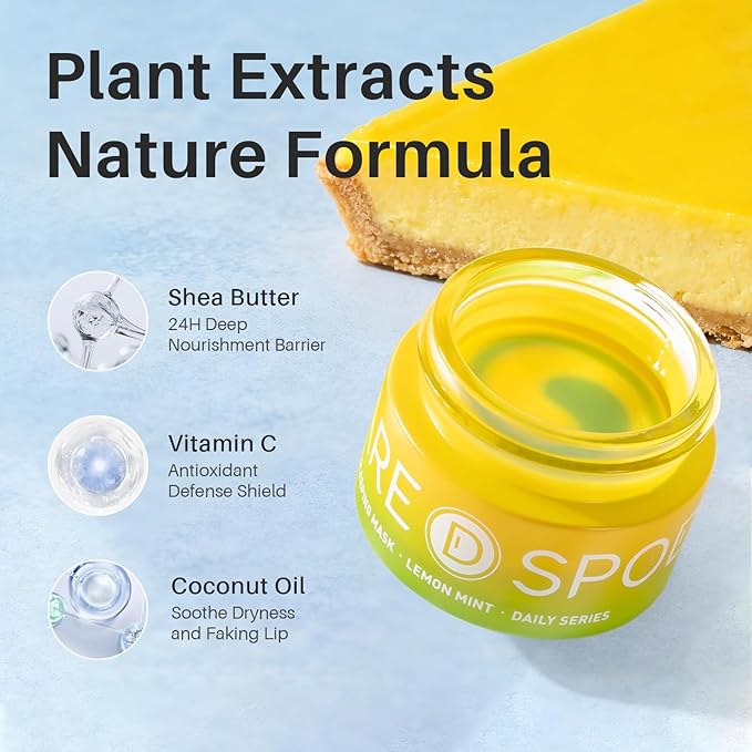 SPODARE 3-in-1 Dual-Color Sleeping Lip Mask Set – Blueberry, Grape & Lemon | Hydration & Repair for Dry Cracked Lips, Infused with Grape Seed Oil and Citrus Extracts for Rejuvenates Lips, 1.26 Fl Oz