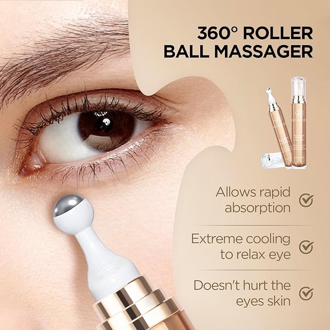 RONKIE Eye Cream for Dark Circles: Under Eye Cream with Caffeine Retinol - Reduces Under Eye Bags and Fine Lines Pink