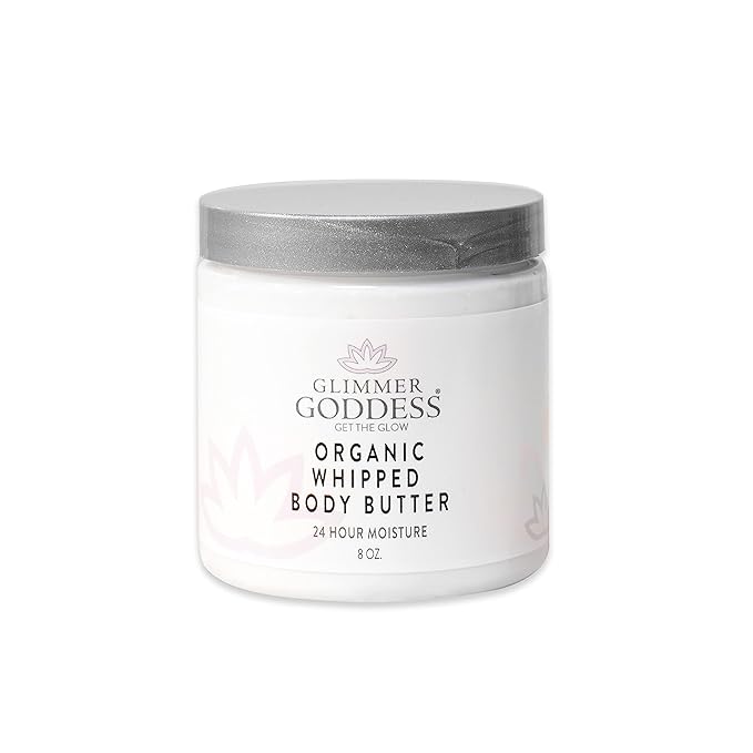 GLIMMER GODDESS Organic Whipped Body Butter, All-Natural Moisturizing, Anti-Aging & Brightening, Made with Organic Shea Butter, Coconut Oil, Cocoa Butter, Essential Oils, Citrus Crush