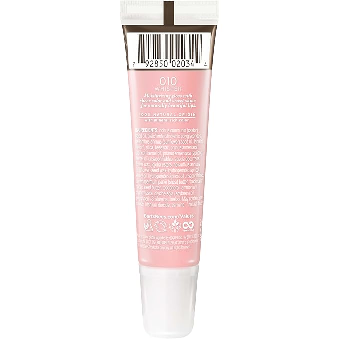 Lip Balm Stocking Stuffers, Burt's Bees Lip Shine Holiday Gift for Women, 100% Natural Makeup, Whisper