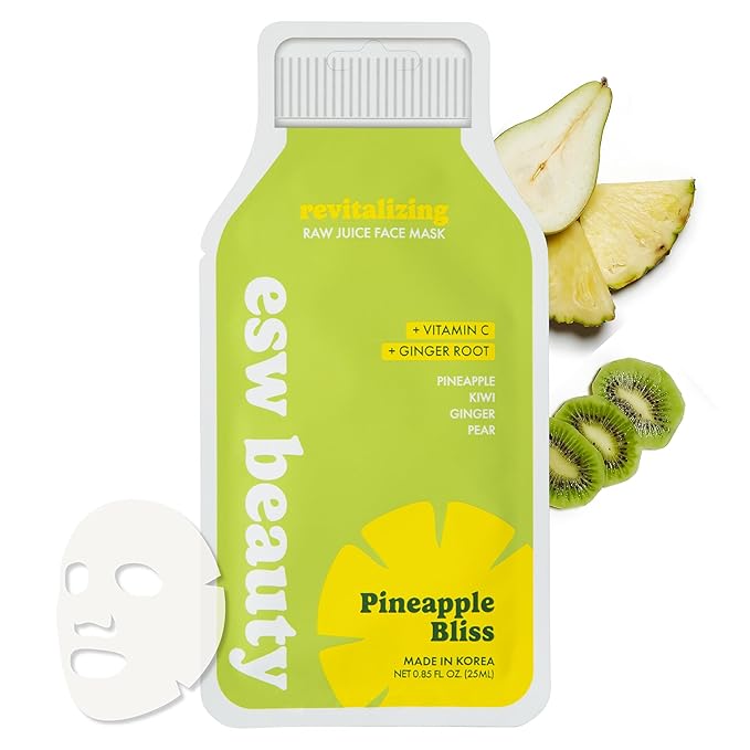 ESW Beauty Pineapple Bliss - Revitalizing Raw Juice Face Mask - Brightening with Pineapple, Kiwi, Ginger & Pear for Dull, Uneven Skin - Enhances Radiance & Smoothness