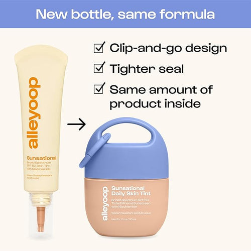 Alleyoop Sunsational Tinted Moisturizer SPF 50 for Face Broad Spectrum – 100% Mineral Face Sunscreen with Jojoba, Hydrating & Soothing Tinted Sunscreen, Vegan & Cruelty-Free (Golden Hour)