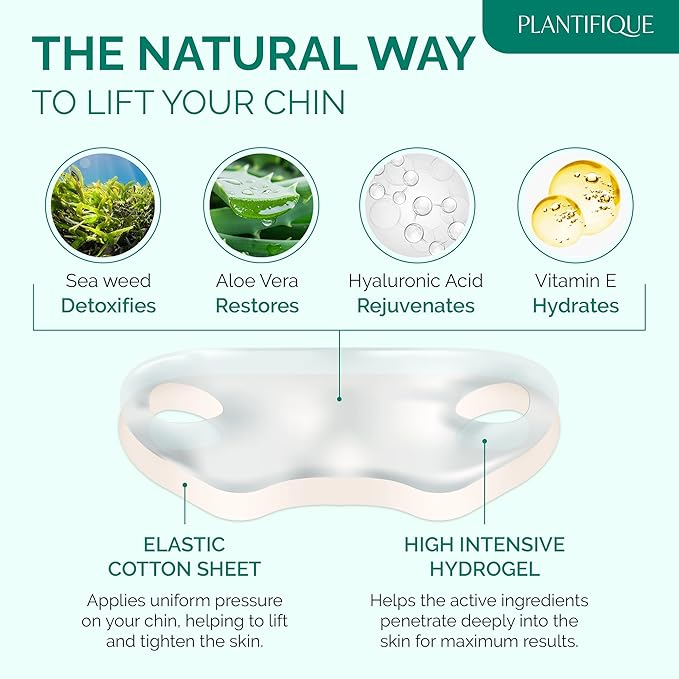 PLANTIFIQUE V-Line Collagen Mask for face 5 PCS | Chin Strap for Women & Men and Korean Skincare Clay Mask – Hydrating Mud Mask with Avocado & Superfoods