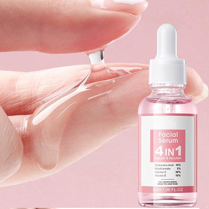 30ML Hydrating Facial Essence for Women Deep Moisture Nourishing Serum Non Greasy Fast Absorbing Skin Care Beauty Essential Pink One Size