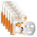 Clear Beauty Vitamin C & Collagen Face Mask - Dermatologist Tested, Diminishes Fine Lines & Wrinkles, Anti-Aging, Natural Ingredients Cruelty-Free Korean Skin Care, All Skin Types - 4 Pack