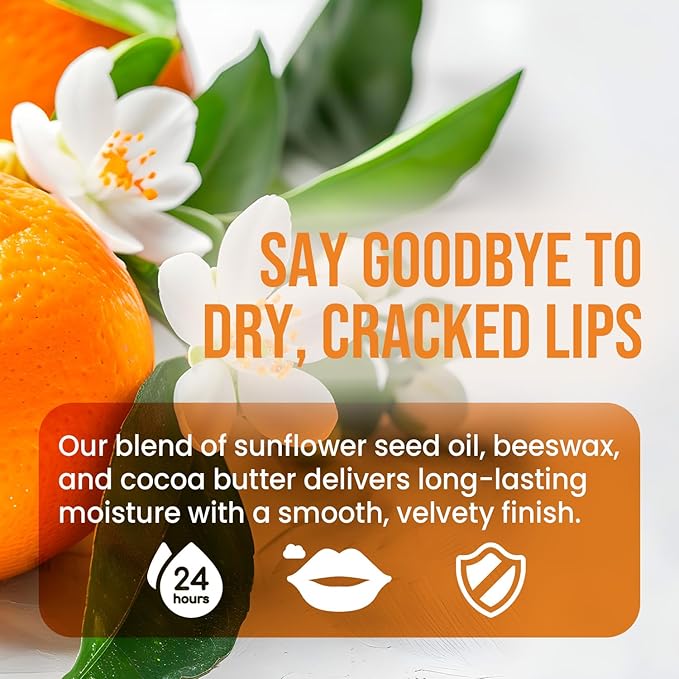 Perfect Supplements - Lip Nutrients Vanilla Lip Balm - With Calendula, Cocoa Butter & Vitamin E - Ultra Moisturizing Lip Care for Soft, Healthy Lips -3 Pack Mandarin Vanilla