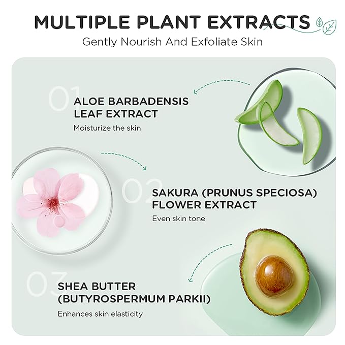 Green Tea Exfoliating Gel, Moisturizing Rejuvenating Facial Exfoliator, Deep Cleaning, Smooth, Refreshing & Oil Control, Remove Old Dead, Lightweight Cleanser for All Skin Types, 1.05oz