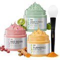 ANAI RUI 3 Pcs Pore Cleansing Face Mask Set Green Tomato Clay Mask - Turmeric Vitamin C Facial Mask Red Bean Refreshing Pore Mask, Relaxing Spa Gift Set Self Care for Women/Teens Girls 2.5 oz each