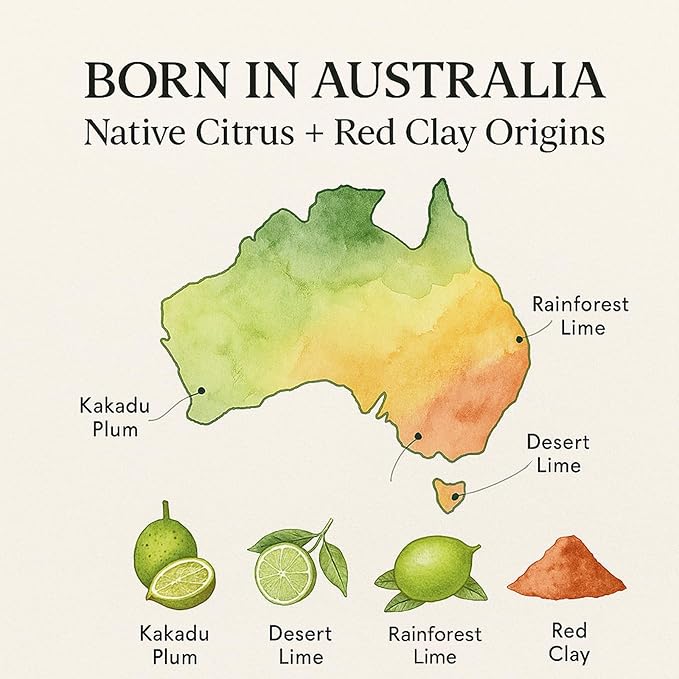 Australian Red Clay Face Mask, Mineral-Rich Detox Mud Mask with Kakadu Plum, Rainforest Lime, Caviar Lime ＆ Desert Lime Extracts(1)