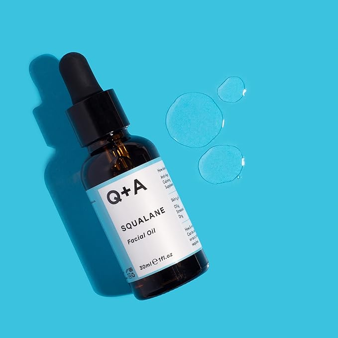 Q+A Squalane Facial Oil (30ml), Natural Hydrating Oil for Soft, Supple Skin, Vegan Formula Derived from Olive Oil, Fragrance Free Skincare, Delivers Deep Hydration for Silky Skin