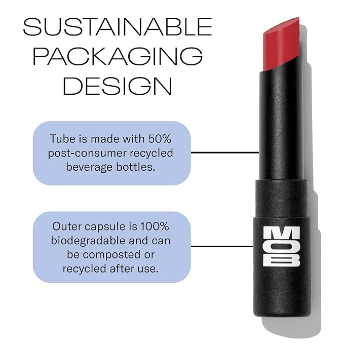 MOB Beauty Hydrating Shine Lip Balm, Bitten, Muted Cherry Tinted Lip Balm Stick with Jojoba and Sunflower Oils, Moisturizing Glossy Finish, Vegan, Cruelty Free