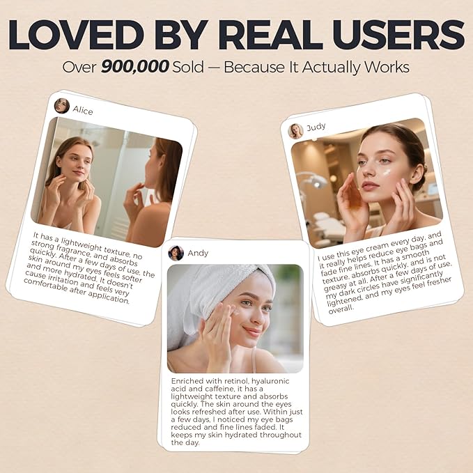 Retinol Under Eye Cream – Anti-Aging Cream for Dark Circles, Puffiness & Wrinkles with Caffeine & Peptide Firming & Hydrating Formula to Reduce Fine Lines 0.7 Fl.Oz