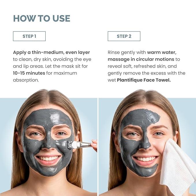 PLANTIFIQUE Korean Volcanic & Dead Sea Mud Mask - Face Mask with Charcoal, Hyaluronic Acid, Jojoba Oil & Shea Butter – Purifies, Refines Pores, Hydrates & Calms, 110g / 3.88 oz