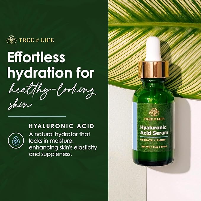 Tree of Life Beauty Facial Skin Care Set, Brightening, Firming, Hydrating, Dry Face, Dermatologist Tested - Vitamin C and Hyaluronic Acid Facial Serum - Skin Care Kit, 2 count of 1 Fl Oz