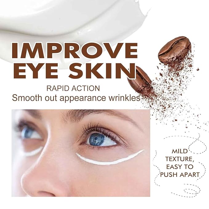 Natural Caffeine Eye Cream 50g for Dark Circles and Puffiness, Under Eye Wrinkles Fine Line and Eye Bags For Sensitive All Skin