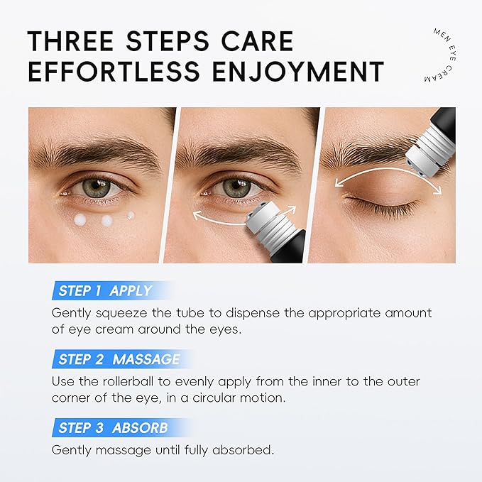 Men's Lift & Hydrate Triple Roller Eye Cream, Multi-Effect Correxion Eye Cream, Gentle Formula, Improve Dark Circles Eye Bags Under Eye Cream for Fine Wrinkles & Puffiness Treatment