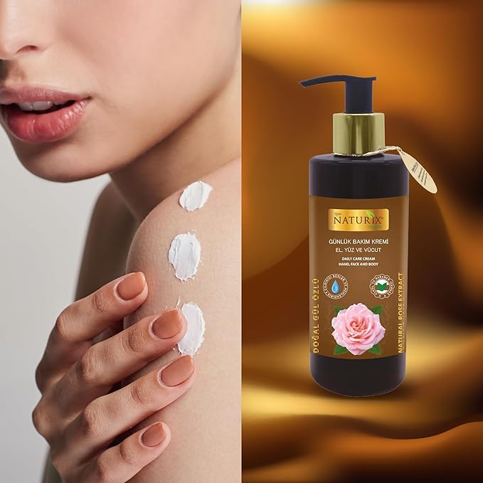 Hand Face and Body Vitamin Cream 8.45 Oz | Nourishing Care Normal to Dry Skin Lotion | Intensive Moisturizer Cream (Rose)