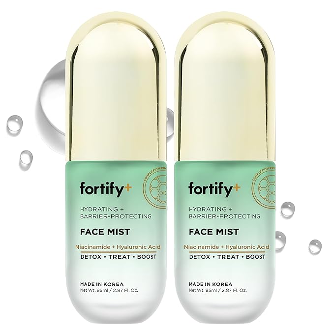 Fortify Skincare Hydrating Face Mist with Hyaluronic Acid & Niacinamide - 3-in-1: Detox, Treat, Boost - Dermatologist Tested - Fragrance-Free, For All Skin Types - Korean Skin Care - 2.87oz - 2 Pack